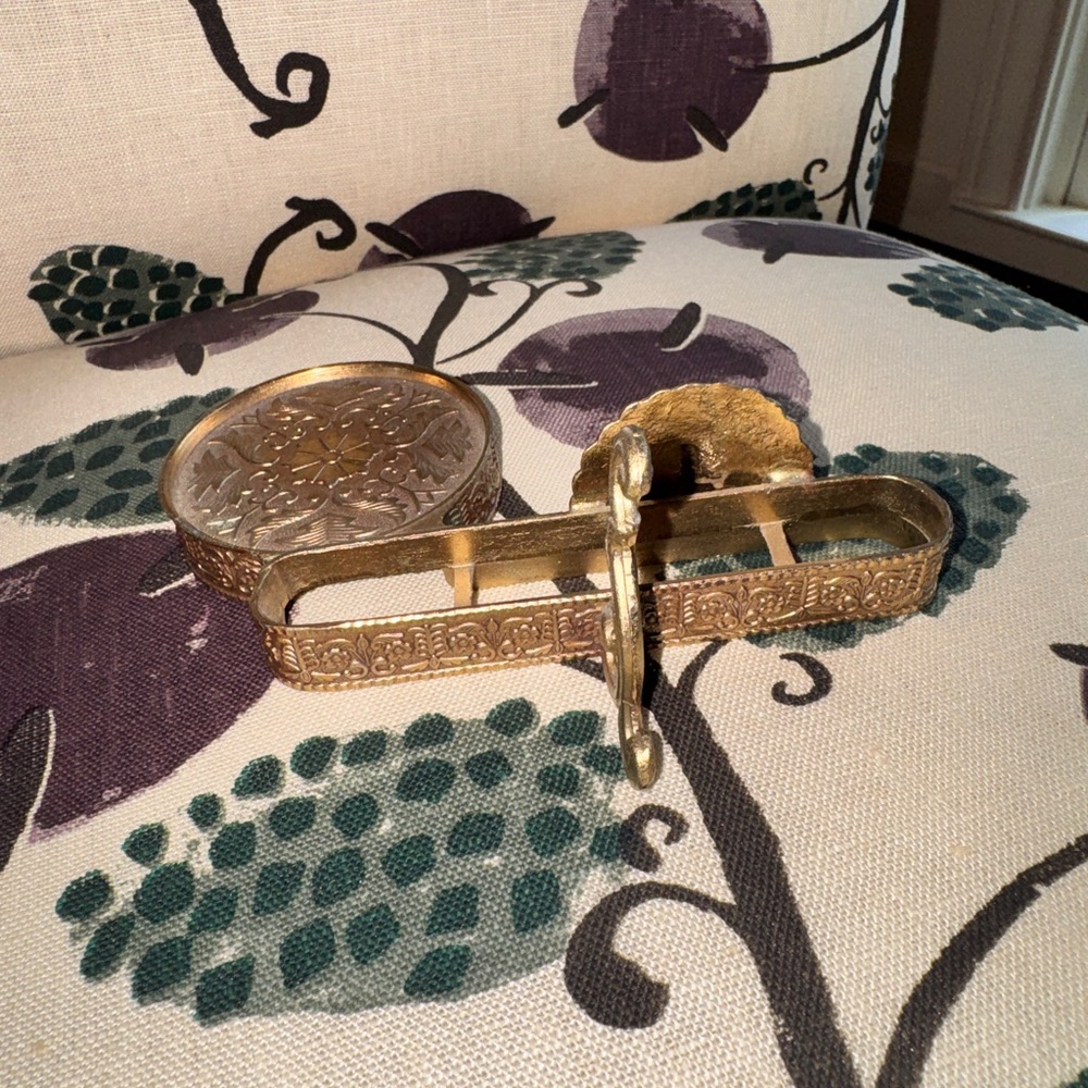 Vintage Brass Teacup & Saucer Display Stand – Peacock Motif Holder